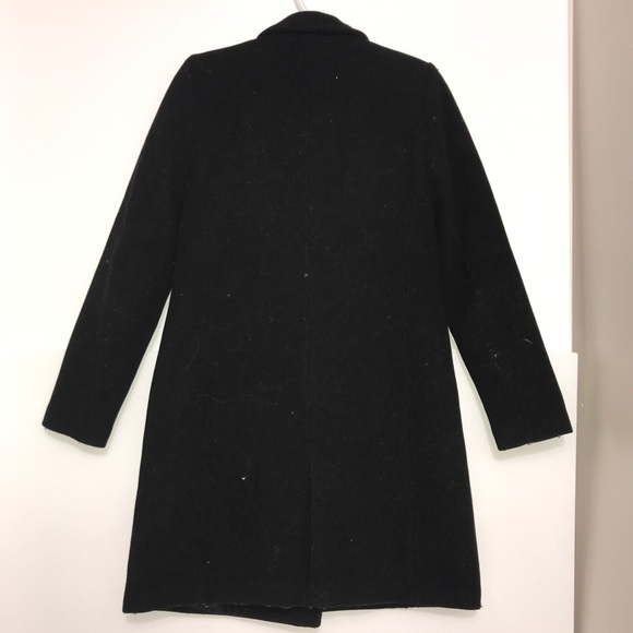 Zara Black Classic Wool Buttoned Long Trench Coat - Picture 3 of 16